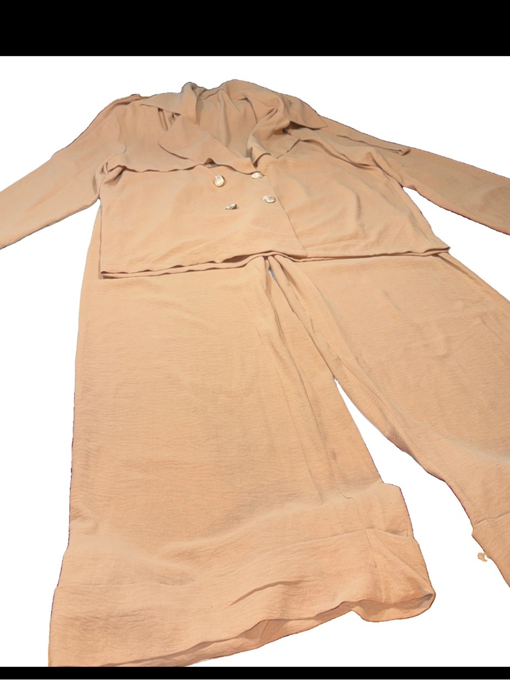 TAN Double Breasted Button Blazer and WIDE Leg Pants SET outfit Women’s 2XL XXL